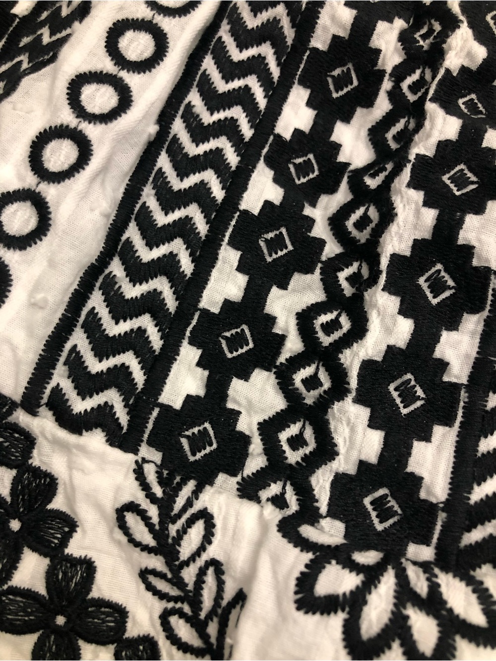 Savanna Jane White Skirt with Black Embroidered Floral & Geometric Design Medium - Picture 6 of 6